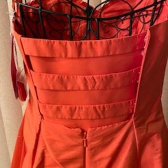 Mandarin Orange Stylish Strapless Party Dress 7/8 - Picture 5 of 6